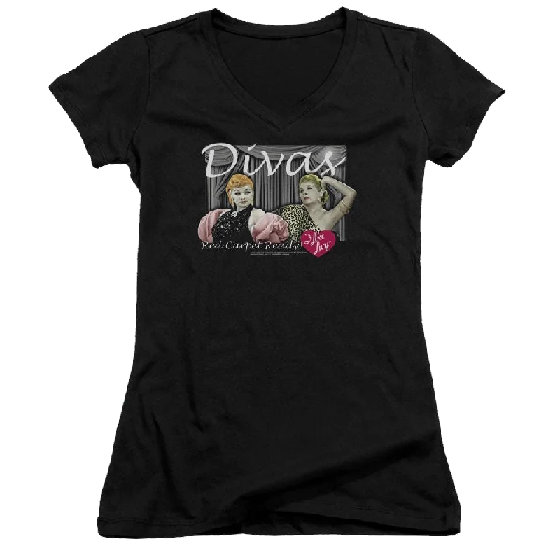 I Love Lucy Divas Juniors V-Neck T-Shirt-- Handmade Hand-knitted Hand-woven