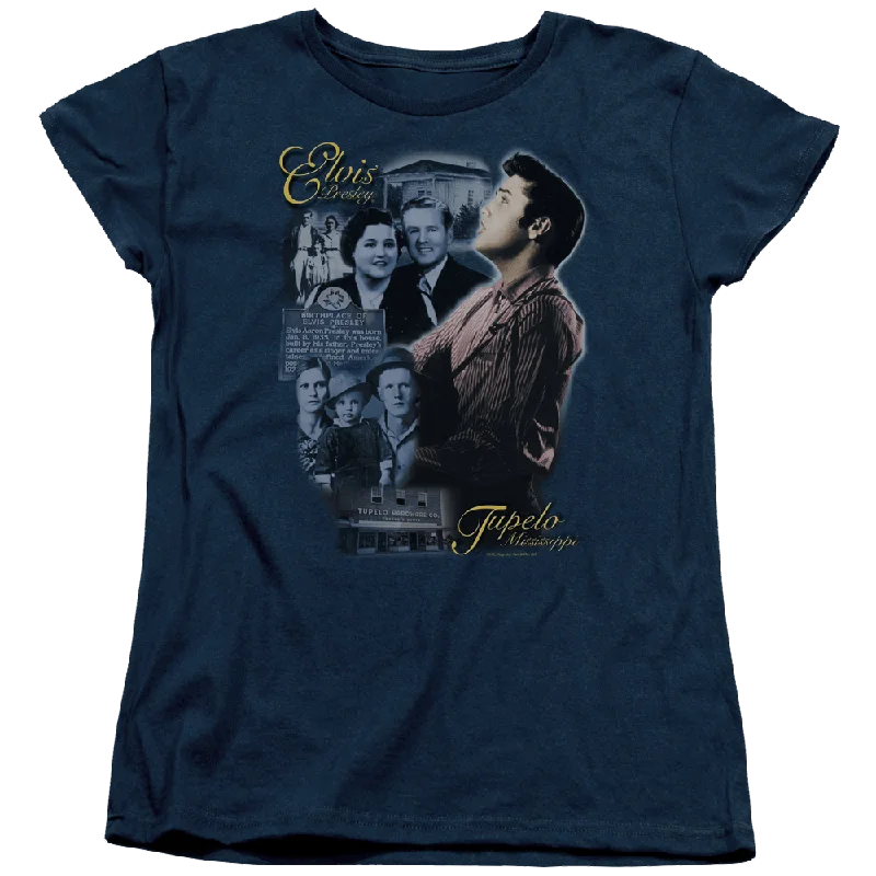 Elvis Presley Tupelo - Women's T-Shirt-- Zippered Front Buttoned Front Snap Front