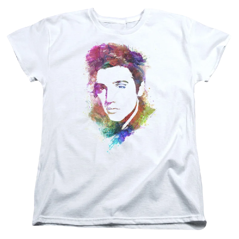 Elvis Presley Watercolor King - Women's T-Shirt-- Hooded Caped Shawl Collar