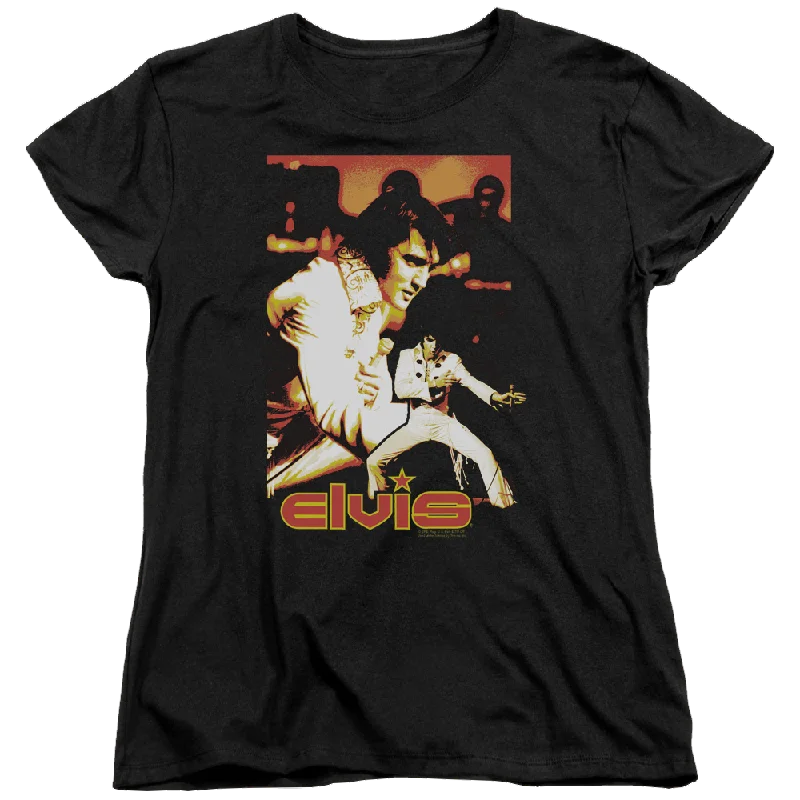 Elvis Presley Showman - Women's T-Shirt-- Collared T-Shirt Boat Neck A-Line