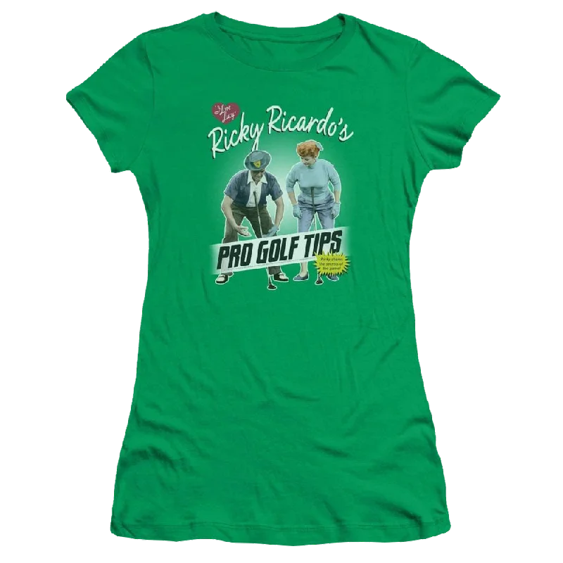 I Love Lucy Pro Golf Tips Juniors T-Shirt-- Modern Contemporary Chic