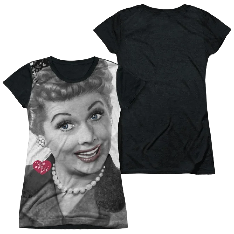 I Love Lucy Timeless Juniors Black Back T-Shirt-- Collared Crew Neck Turtle Neck