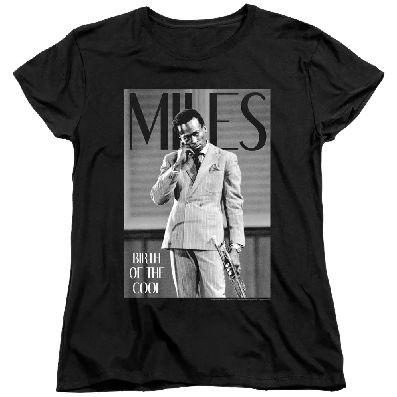 Miles Davis Simply Cool - Women's T-Shirt-- Ribbed Striped Patterned