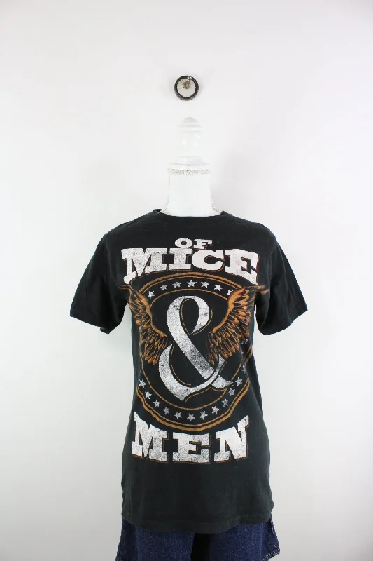 Vintage Mice Men T-Shirt (M)-- V-Neck T-Shirt Long Sleeve Cotton