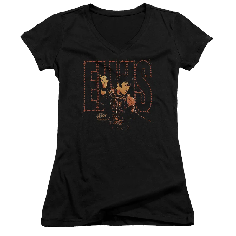 Elvis Presley Take My Hand - Juniors V-Neck T-Shirt-- Chenille Blend Fleece Blend Nylon Blend