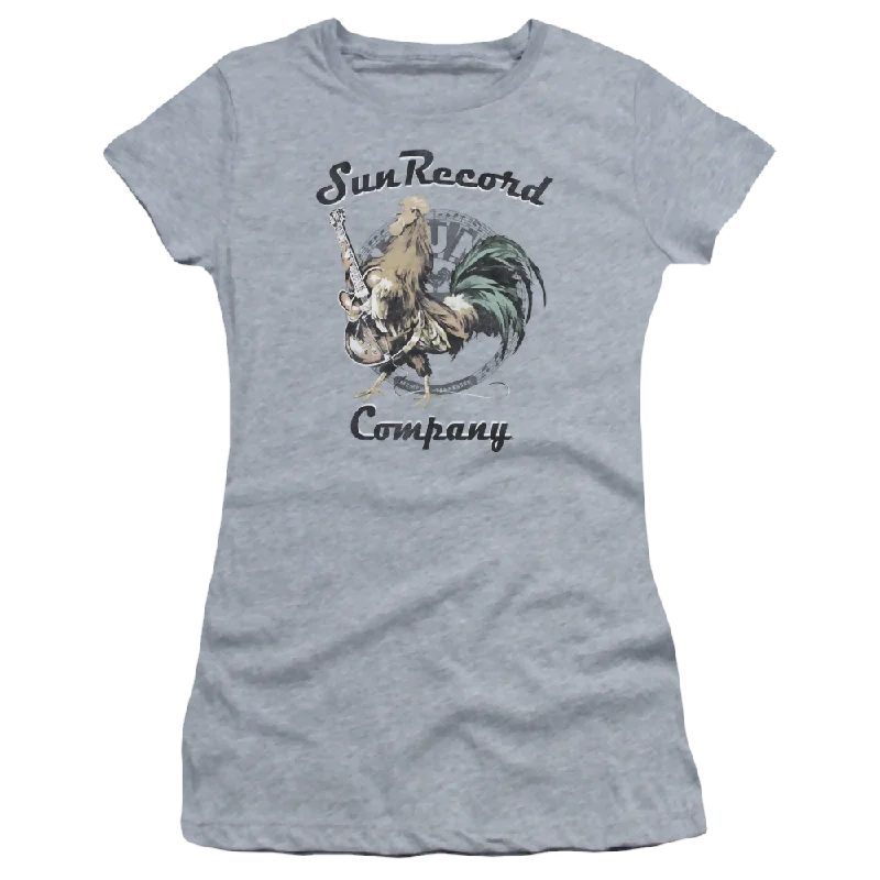 Sun Records Rockin Rooster Logo - Juniors T-Shirt-- Mesh Fabric Canvas Fabric Denim Fabric
