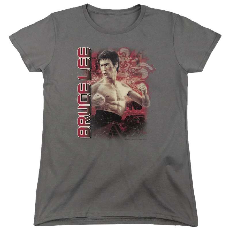 Bruce Lee Fury - Women's T-Shirt-- Hooded Caped Shawl Collar