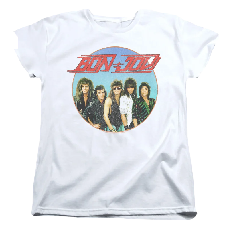 Bon Jovi Bon Sphere - Women's T-Shirt-- Ribbed T-Shirt High Neck Heavyweight