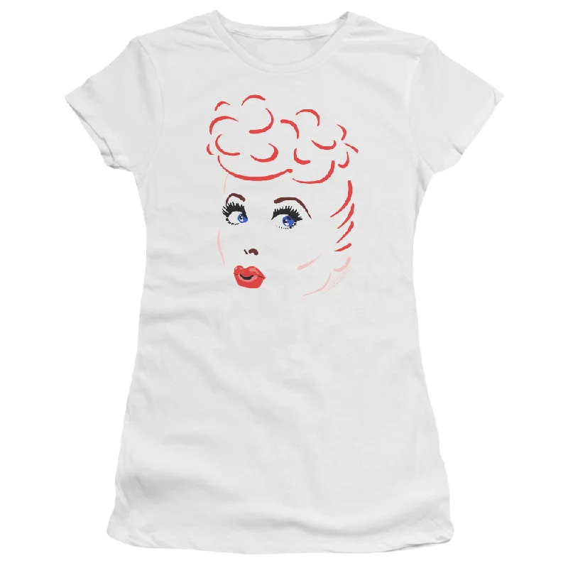I Love Lucy Lines Face Juniors T-Shirt-- Nylon Fabric Polyester Fabric Spandex Fabric