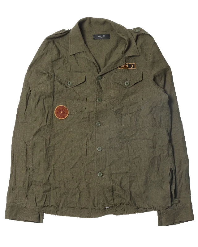 Olive Patch Scout Shirt-- Plaid T-Shirt Polka Dot Checkered