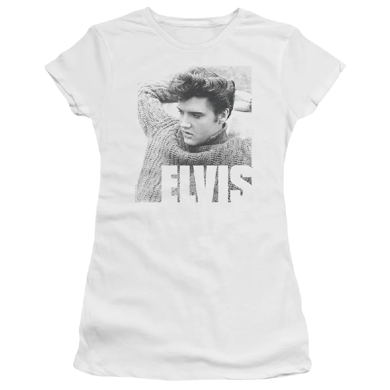 Elvis Presley Relaxing - Juniors T-Shirt-- Handmade Hand-knitted Hand-woven