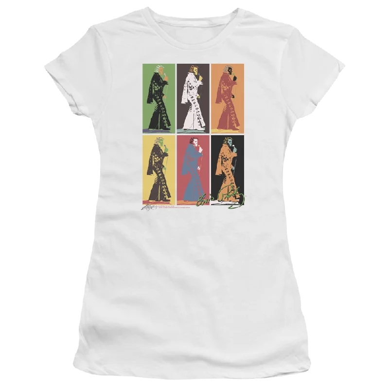 Elvis Presley Retro Boxes - Juniors T-Shirt-- Mesh Canvas Denim