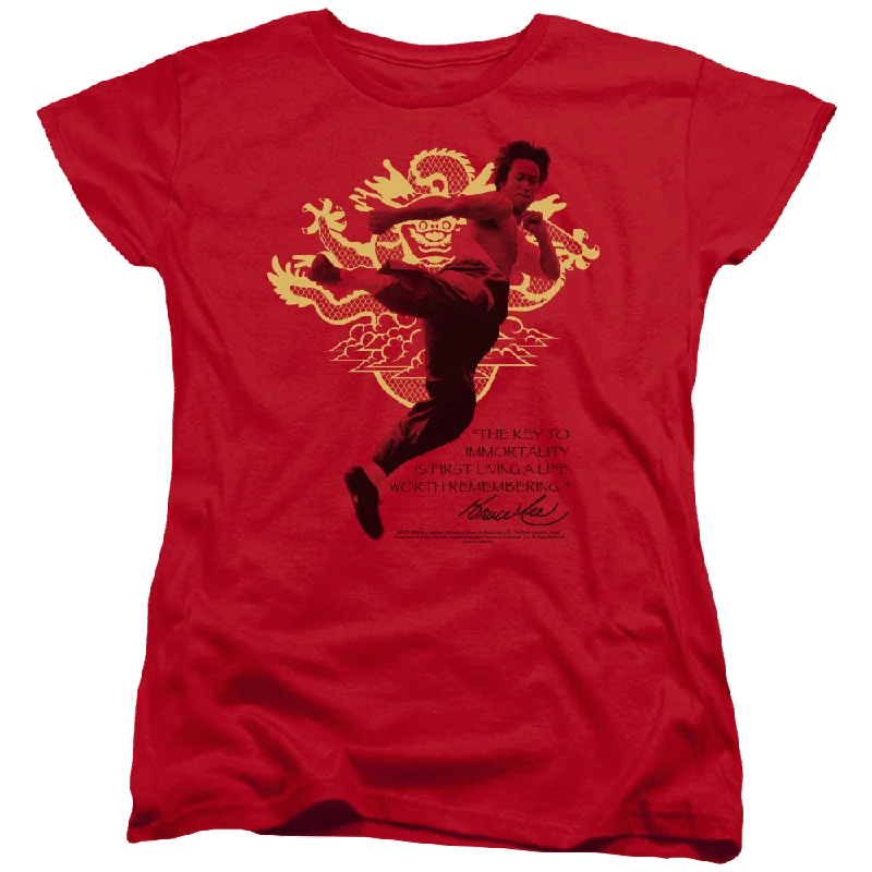 Bruce Lee Immortal Dragon - Women's T-Shirt-- Asymmetrical Pockets Print