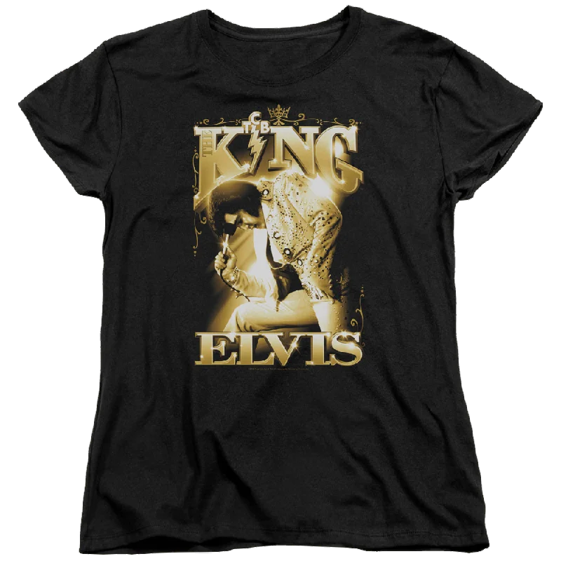 Elvis Presley The King - Women's T-Shirt-- Denim Fabric Leather Fabric Suede Fabric