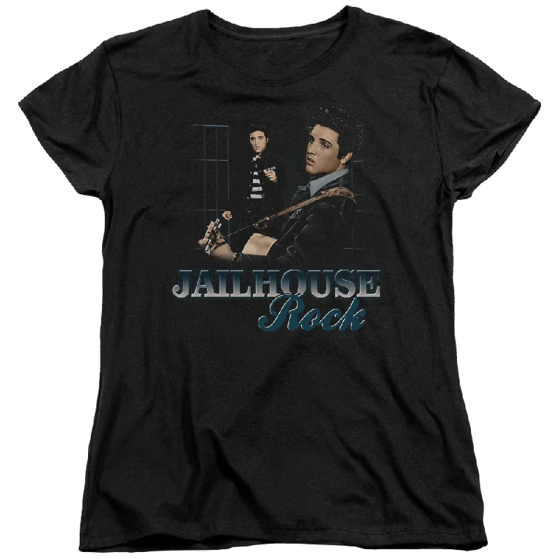Elvis Presley Jailhouse Rock - Women's T-Shirt-- Collared T-Shirt Boat Neck A-Line