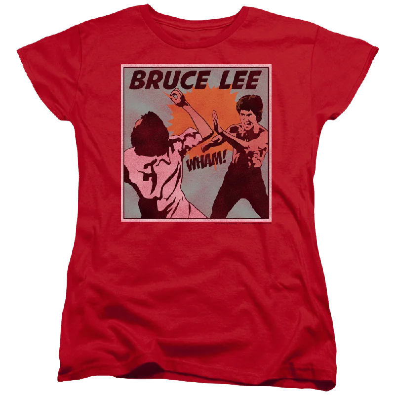 Bruce Lee Comic Panel - Women's T-Shirt-- Notch Collar Peter Pan Collar Cowl Neck