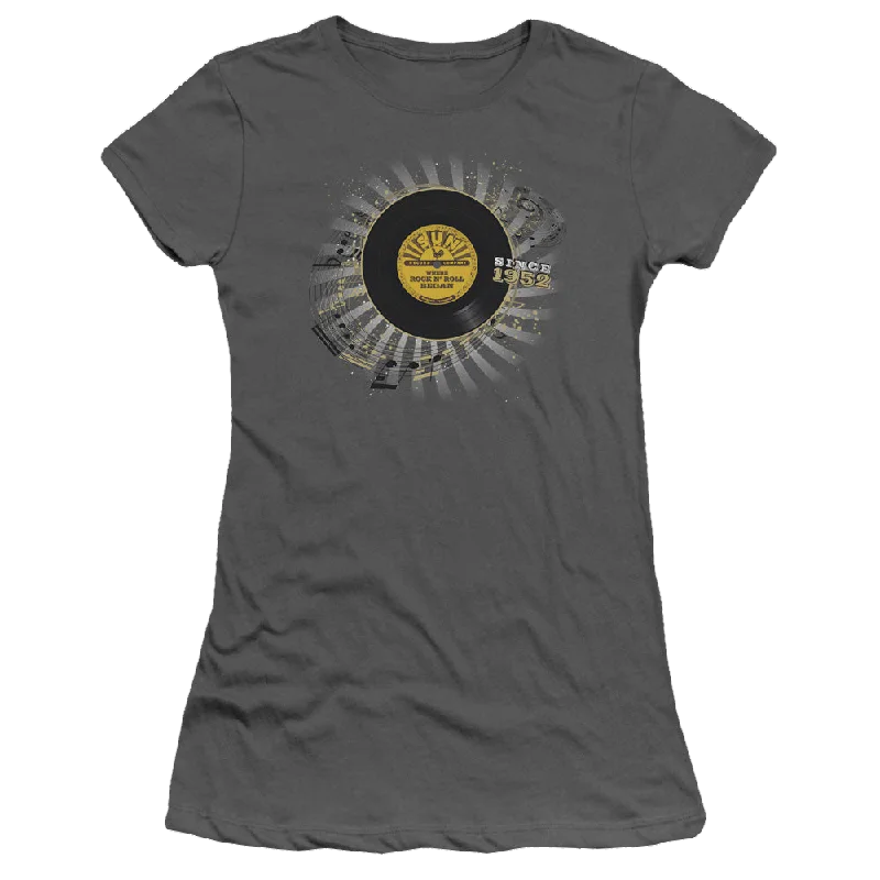 Sun Records Established - Juniors T-Shirt-- Thin T-Shirt Open Front Quick Dry