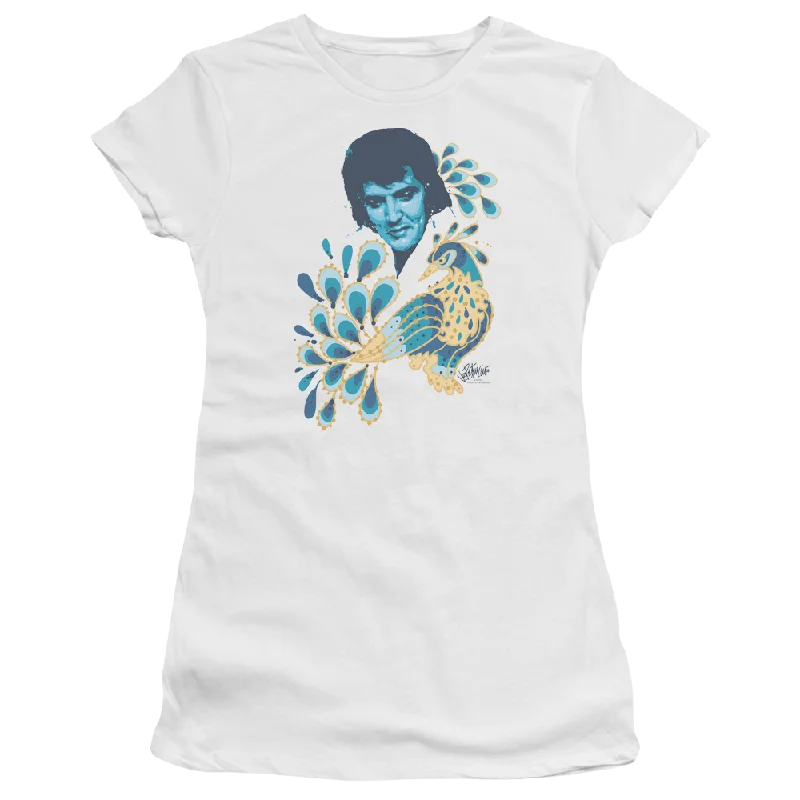 Elvis Presley Peacock - Juniors T-Shirt-- Hooded Caped Shawl Collar