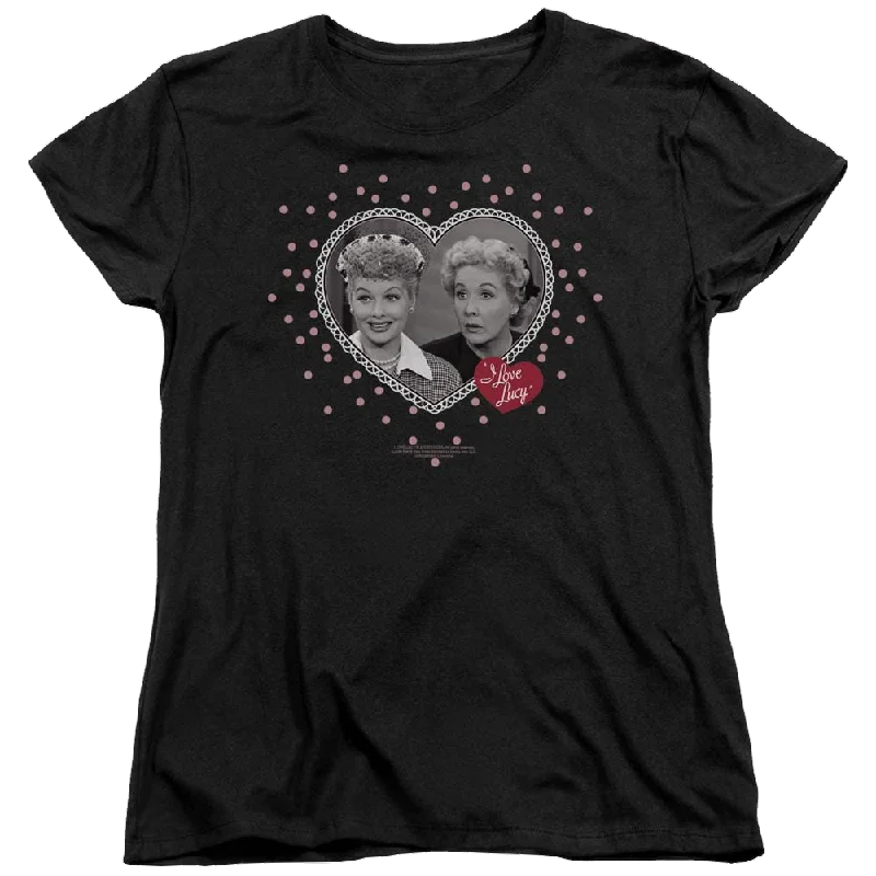 I Love Lucy Hearts And Dots Women's T-Shirt-- Print Jacquard Patchwork
