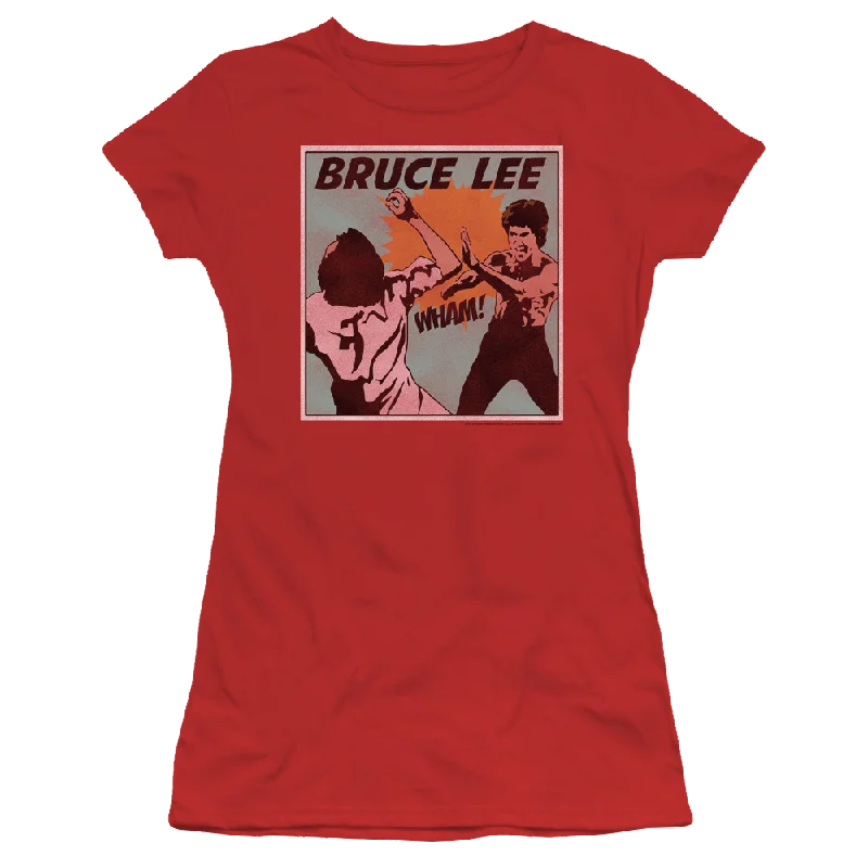 Bruce Lee Comic Panel - Juniors T-Shirt-- Front Pockets Side Pockets Patch Pockets