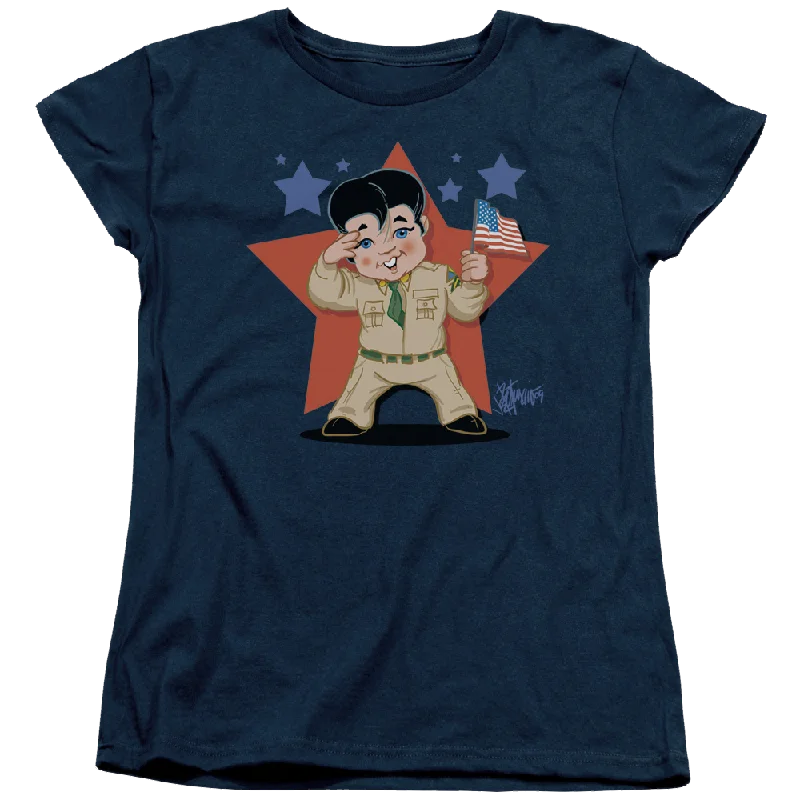 Elvis Presley Lil G I - Women's T-Shirt-- Collared Crew Neck Turtle Neck