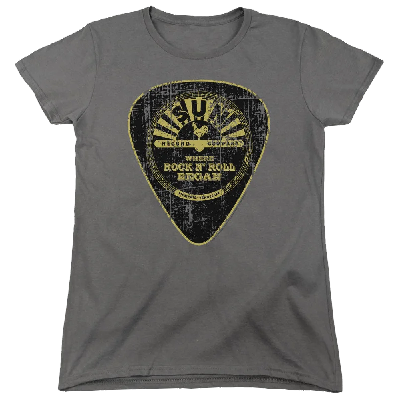 Sun Records Guitar Pick - Women's T-Shirt-- Striped Floral Plaid