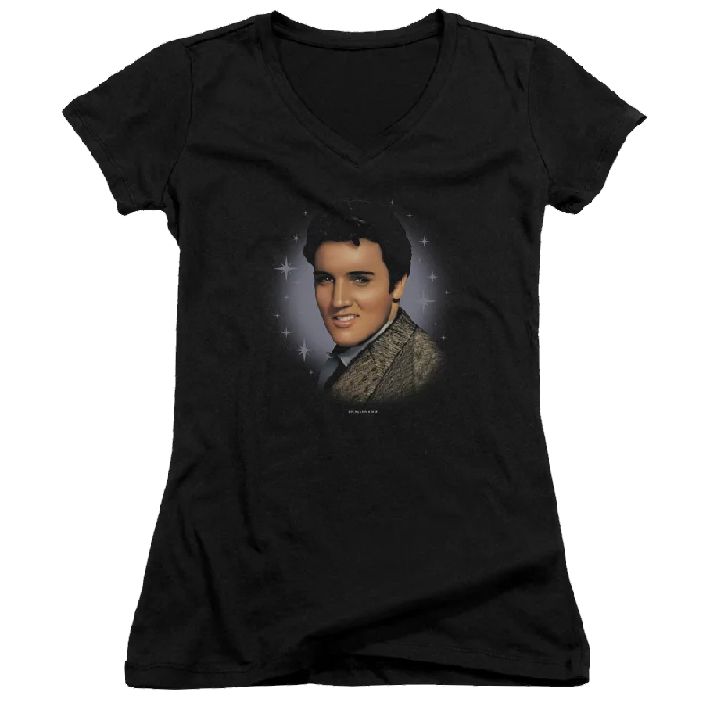 Elvis Presley Starlite - Juniors V-Neck T-Shirt-- Hooded Caped Shawl Collar
