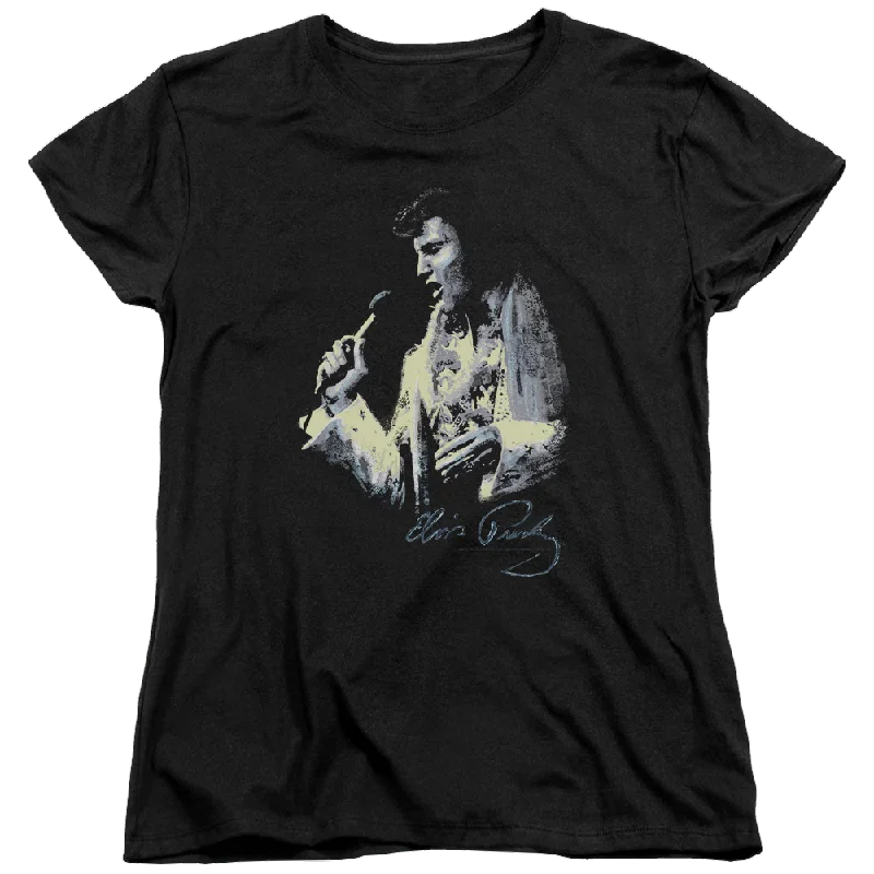 Elvis Presley Painted King - Women's T-Shirt-- Collared Crew Neck Turtle Neck