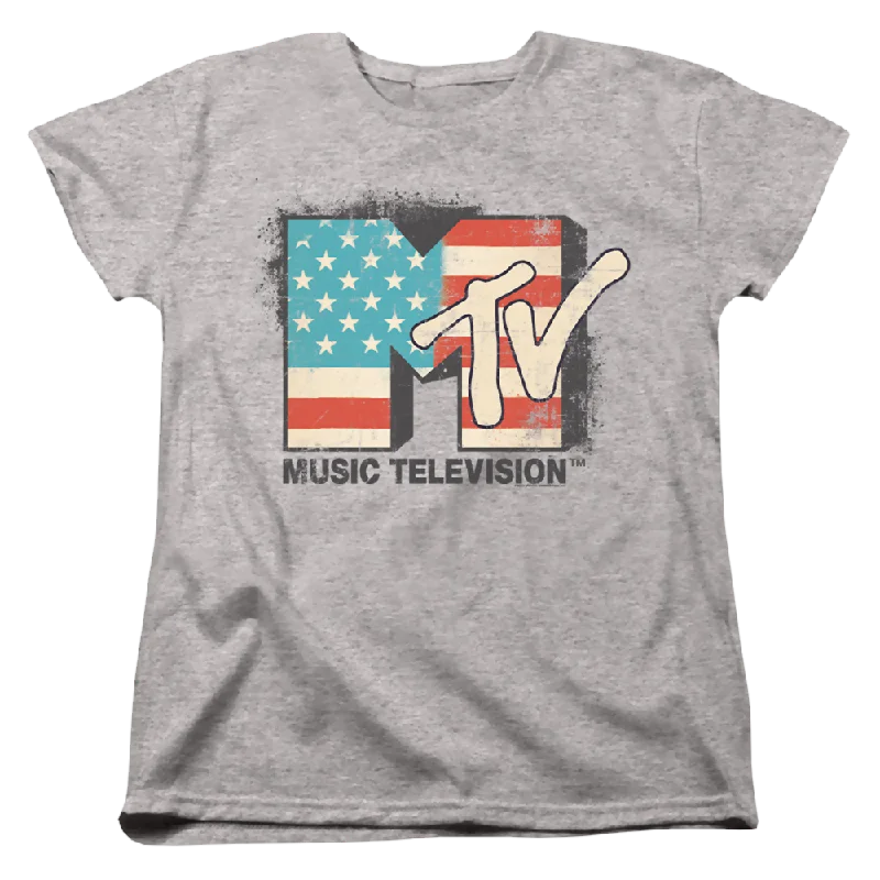 MTV American Logo - Women's T-Shirt-- Polka Dot Checkered Tartan