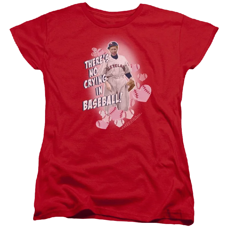 I Love Lucy No Crying In Baseball Women's T-Shirt-- Collared T-Shirt Boat Neck A-Line