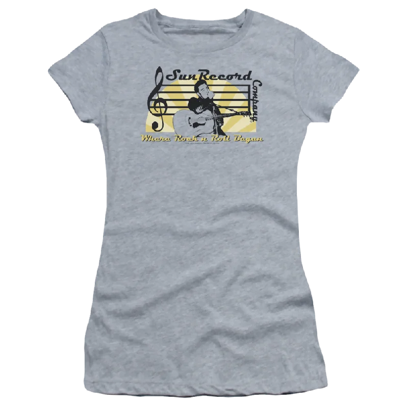 Elvis Presley Sun Record Company - Juniors T-Shirt-- Ribbed Striped Patterned