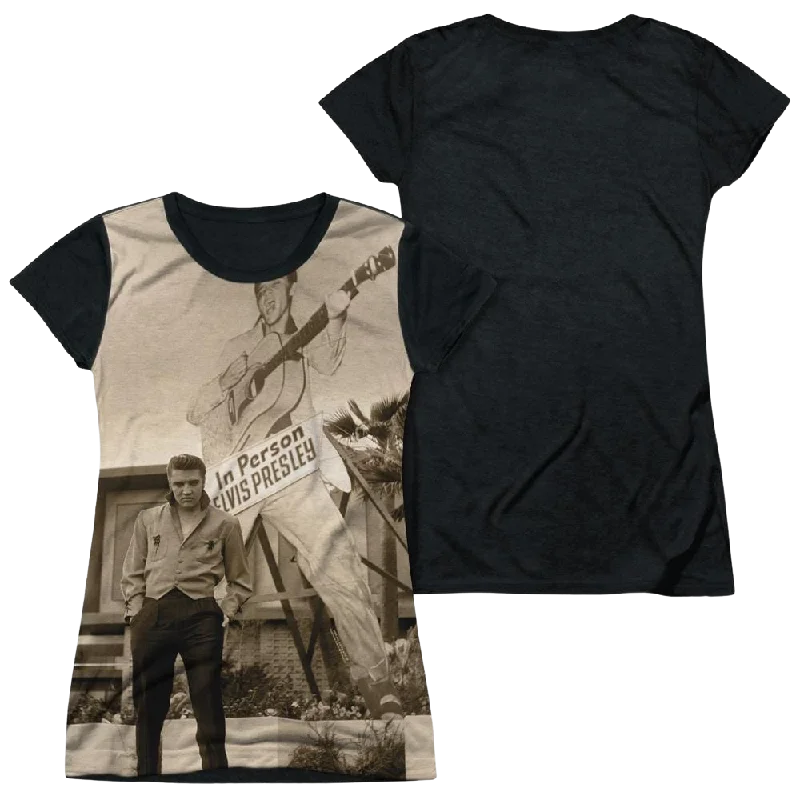 Elvis Presley Larger Than Life - Juniors Black Back T-Shirt-- Rayon Velvet Corduroy