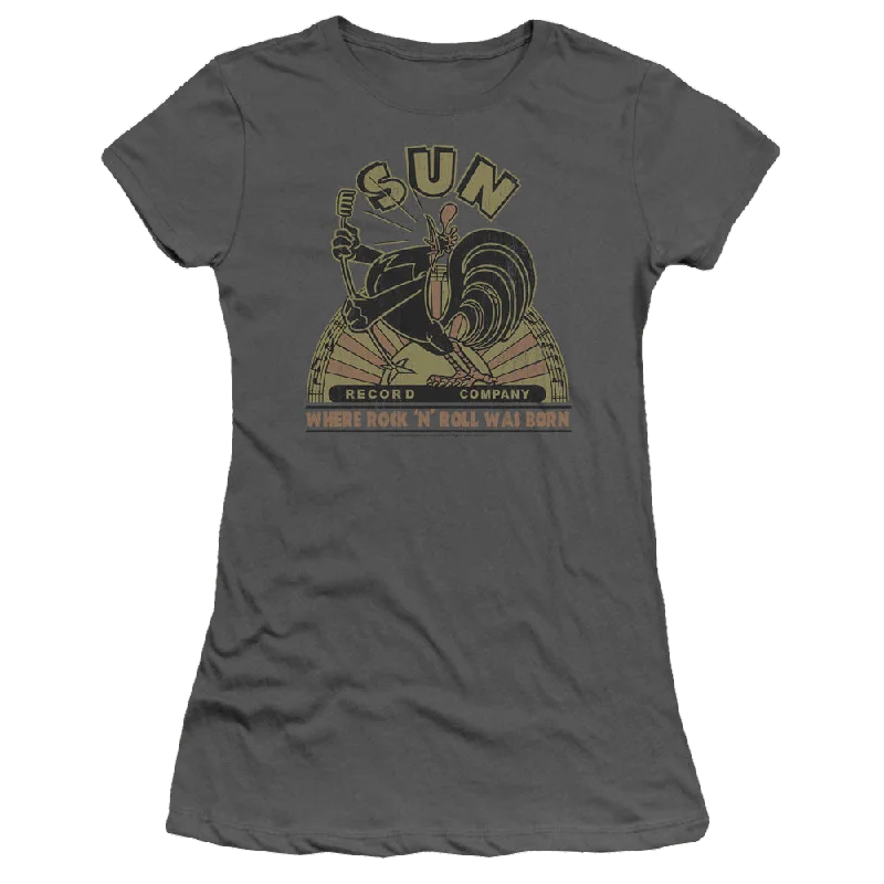 Sun Records Sun Rooster - Juniors T-Shirt-- Chenille Blend Fleece Blend Nylon Blend