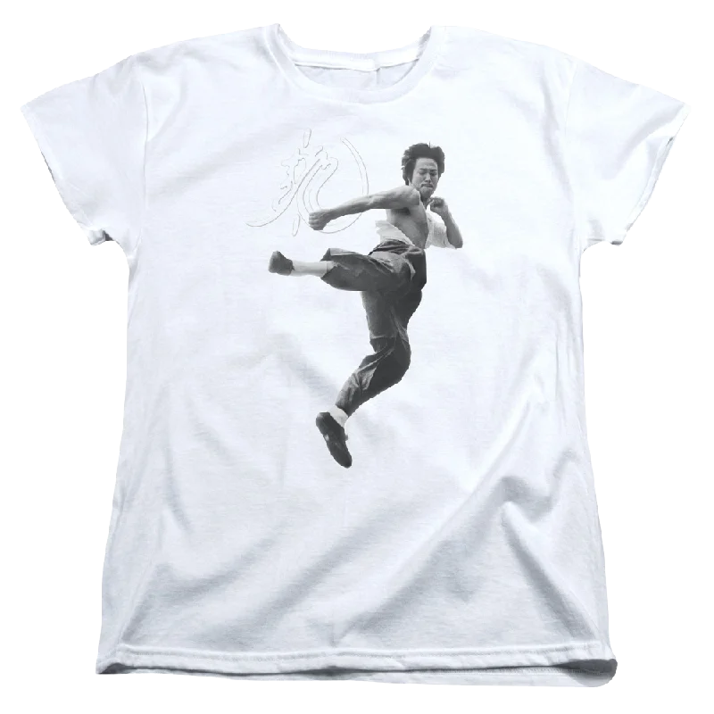 Bruce Lee Flying Kick - Women's T-Shirt-- Chenille Brocade Lace