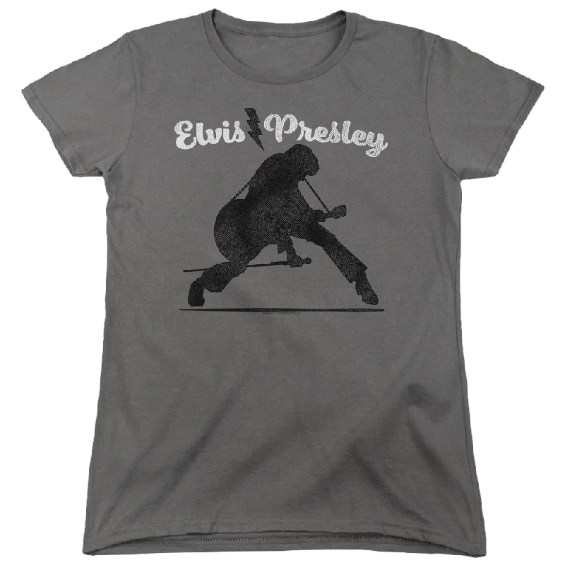 Elvis Presley Overprint - Women's T-Shirt-- V-Neck T-Shirt Long Sleeve Cotton