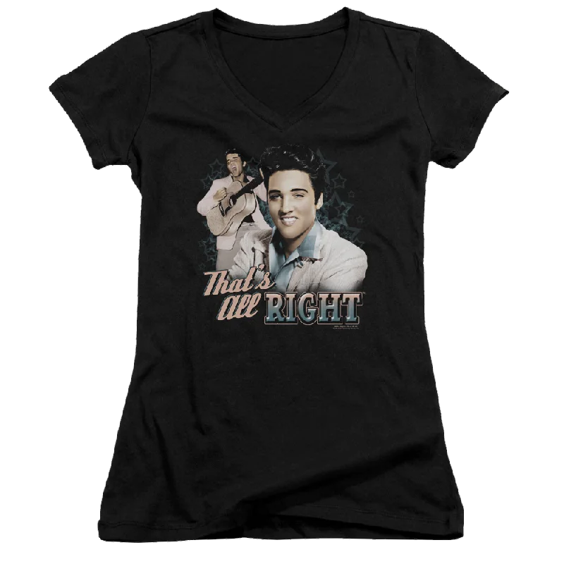 Elvis Presley Thats All Right - Juniors V-Neck T-Shirt-- Fleece Fabric Down Fabric Feather Fabric