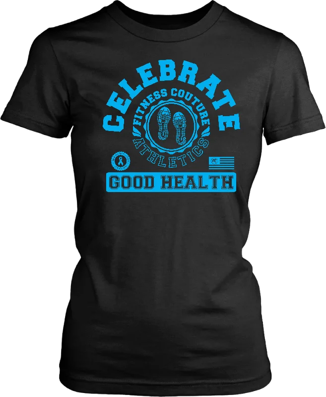 Fitness Couture Athletics - Celebrate Good Health Tshirt-- Hooded Caped Shawl Collar