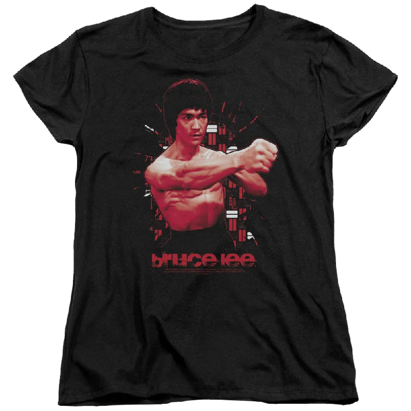 Bruce Lee The Shattering Fist - Women's T-Shirt-- Ribbed Striped Patterned