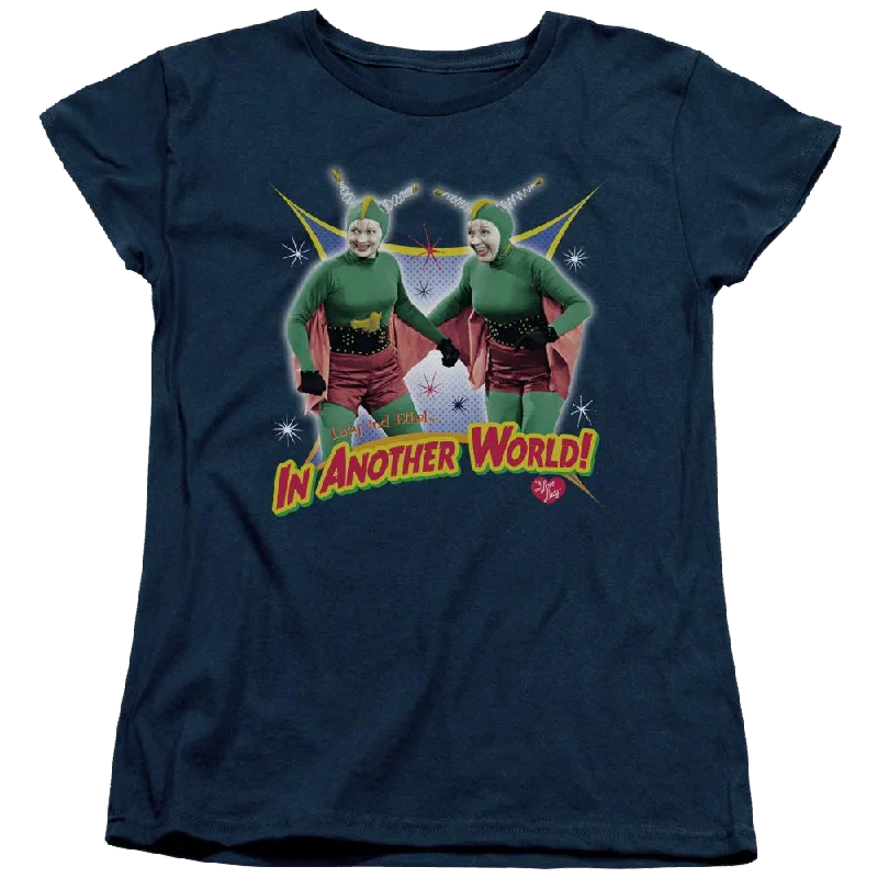 I Love Lucy In Another World Women's T-Shirt-- Print Jacquard Patchwork