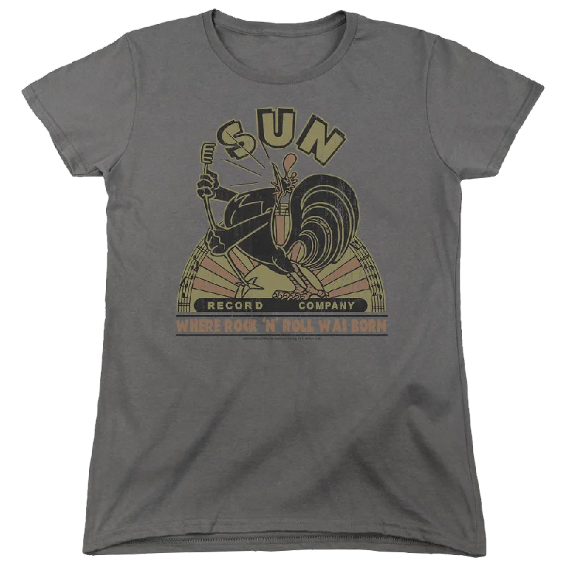 Sun Records Sun Rooster - Women's T-Shirt-- Beaded Sequined Faux Fur
