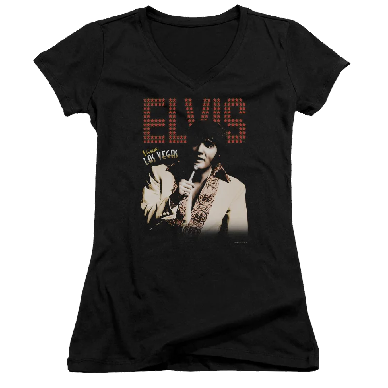 Elvis Presley Viva Star - Juniors V-Neck T-Shirt-- Real Fur Shearling Chenille