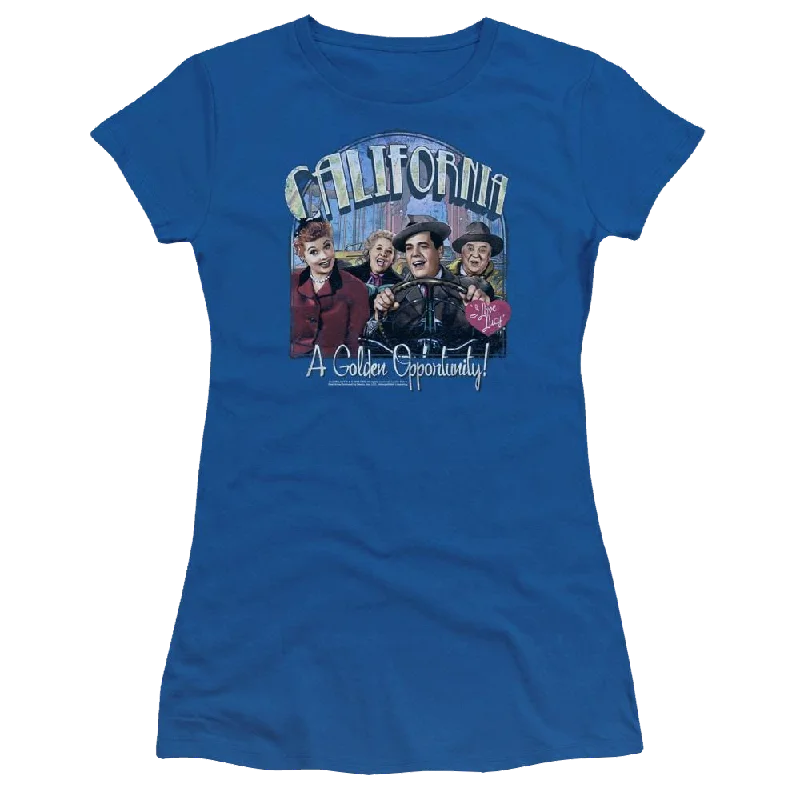 I Love Lucy Golden Opportunity Juniors T-Shirt-- Mesh Canvas Denim