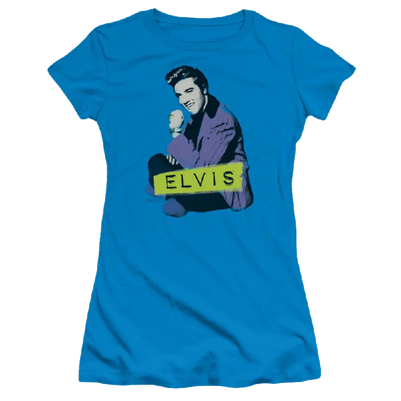 Elvis Presley Sitting - Juniors T-Shirt-- Graphic T-Shirt Round Neck Polyester