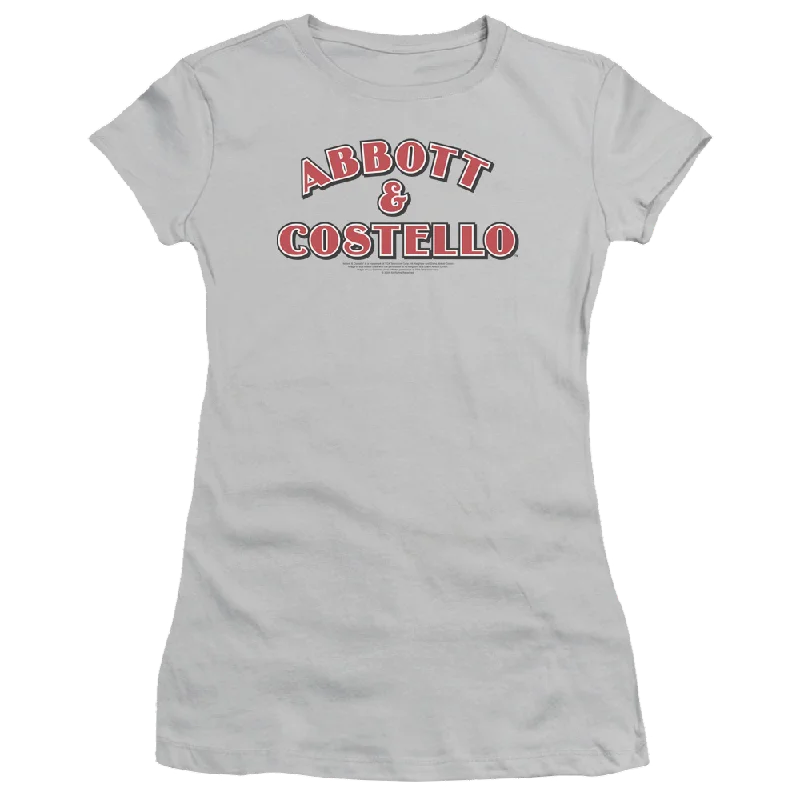 Abbott and Costello Logo - Juniors T-Shirt-- Silk Blend Satin Velvet