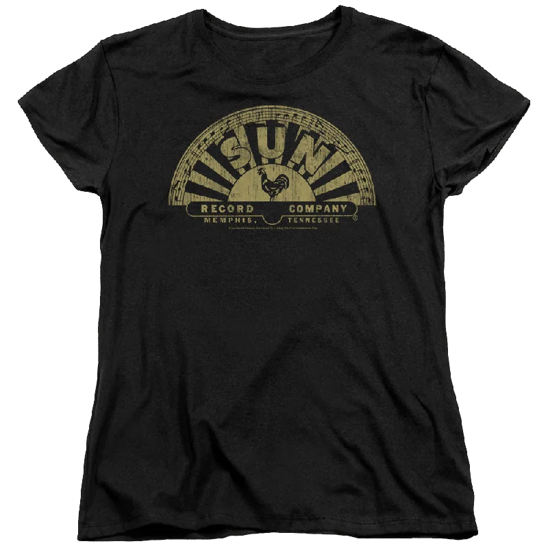Sun Records Tattered Logo - Women's T-Shirt-- Mesh Canvas Denim