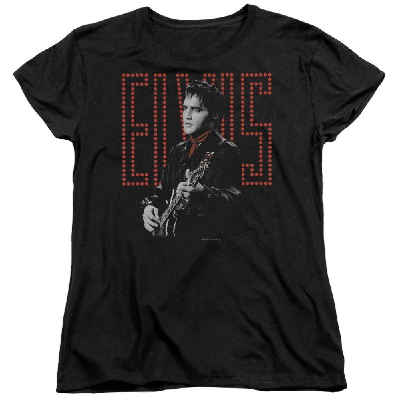 Elvis Presley Red Guitarman - Women's T-Shirt-- Graphic Embroidered Appliqued