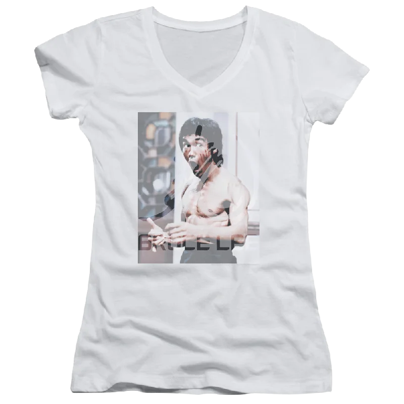 Bruce Lee Revving Up - Juniors V-Neck T-Shirt-- Oversized T-Shirt Spandex breathable