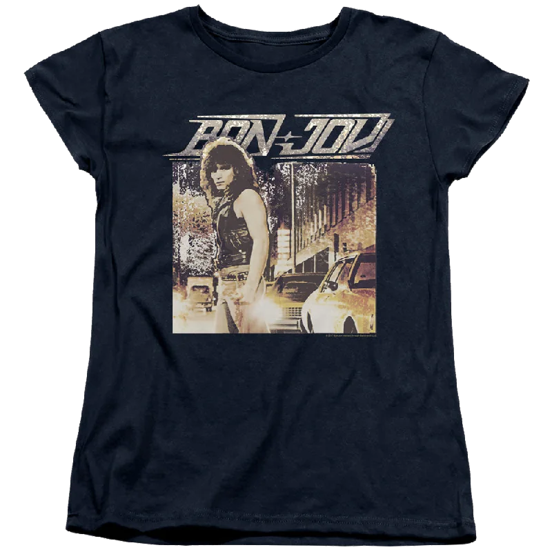 Bon Jovi Runaway Jon - Women's T-Shirt-- Fleece Nylon Spandex