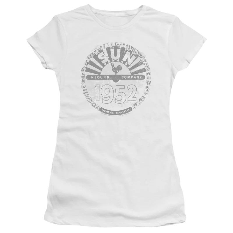 Sun Records Crusty Logo - Juniors T-Shirt-- Notch Collar Peter Pan Collar Cowl Neck