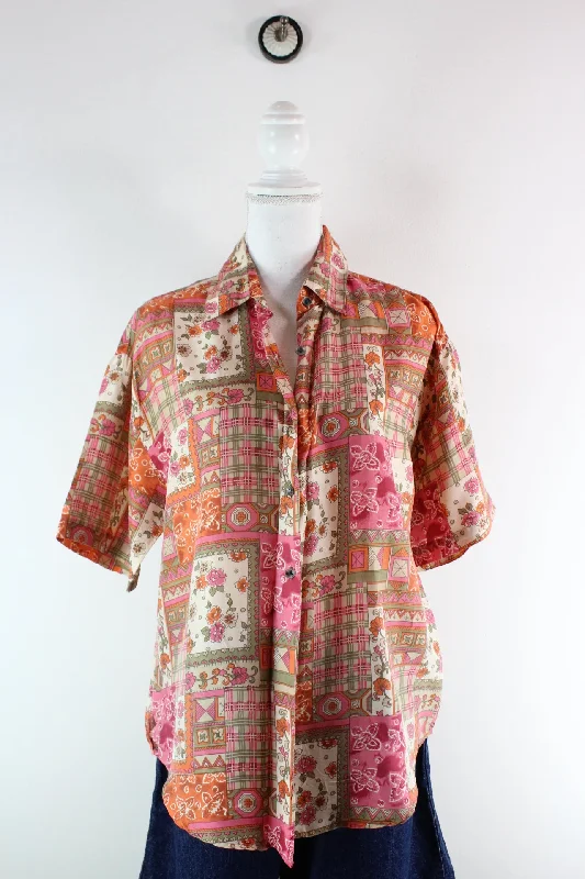 Vintage Jonathan Martin Shirt (S)-- Spandex Blend Rayon Blend Denim Blend